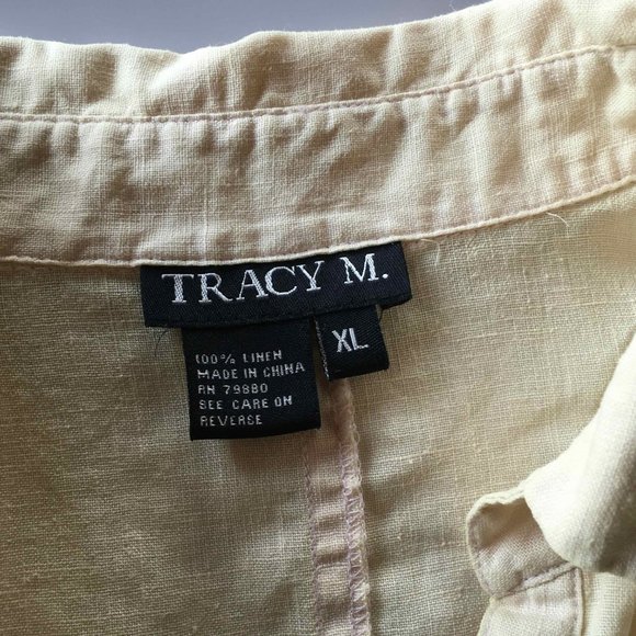 Tracy M. Light Yellow Blouse - 100% Linen - Picture 5 of 10